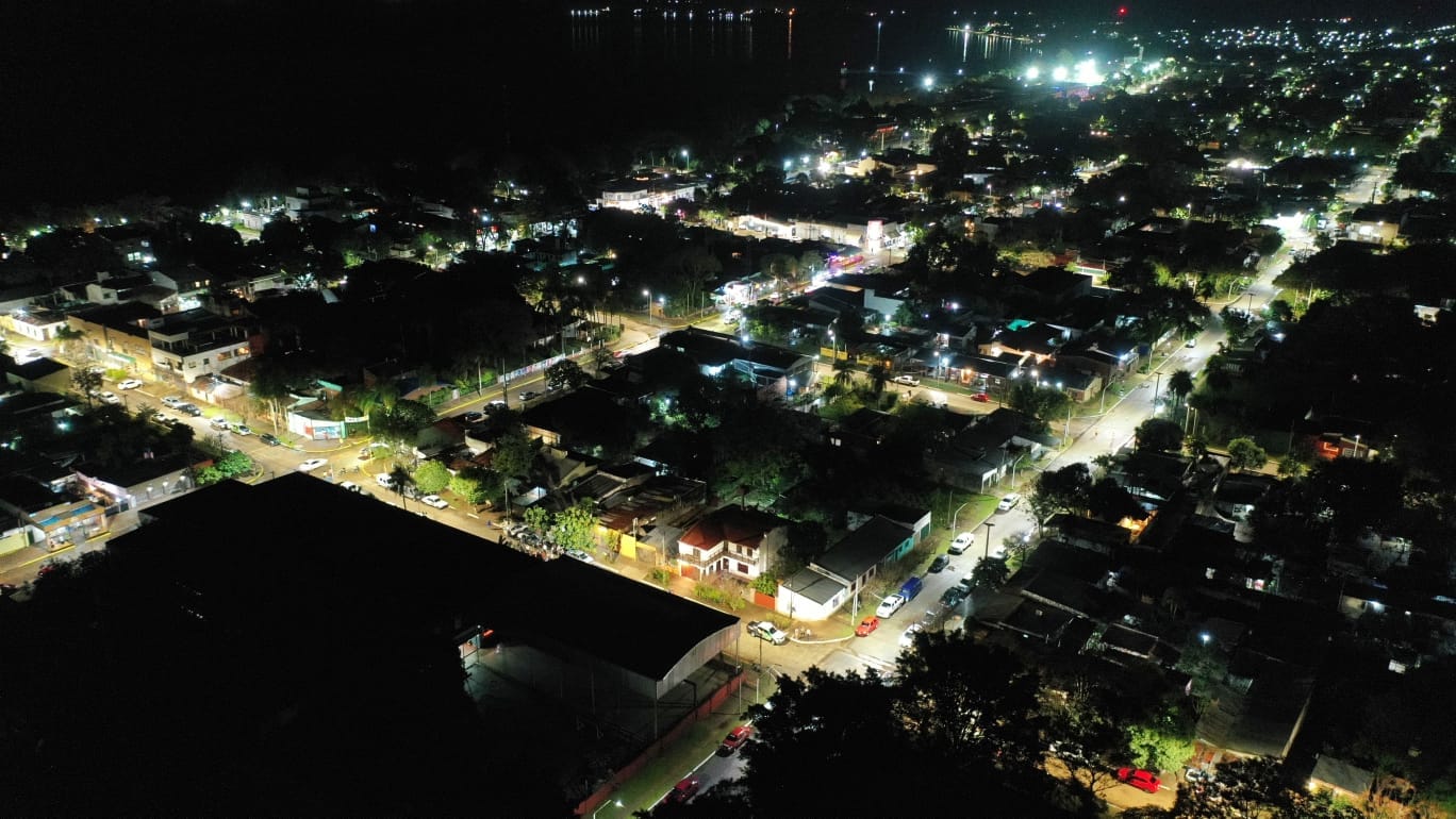 Aerial night photography Ituzaingó Corrientes